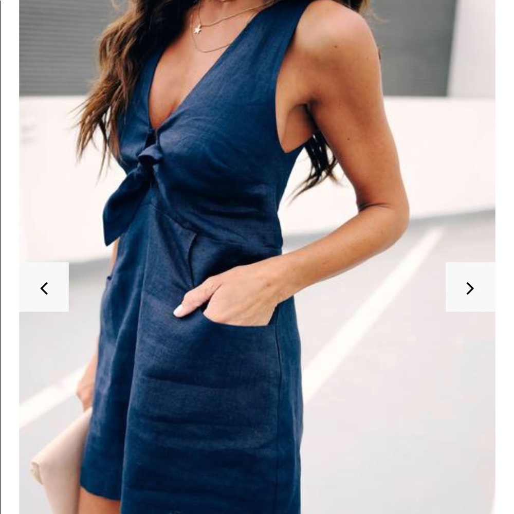 .VICI prep girl linen blend pocketed dress-Navy